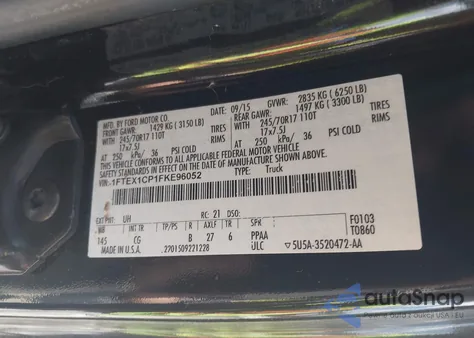 2015 Ford F150 Super Cab z USA, uszkodzony, nr VIN 1FTEX1CP1FKE96052